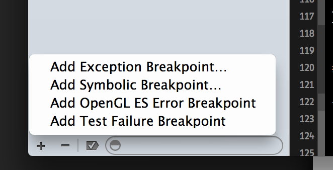 the plus button for adding a breakpoint